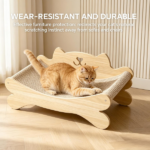 Cat Scratcher Bed for Indoor Cats Kitten Bed Cat Hammock with Solid Wood Frame Wear Resistant Sisal Backrest Design Cats Scratcher Lounge, Wooden Cat Furniture - Image 2