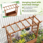 Natural Pine Wood Raised Garden Bed, 100% Solid Pine Construction & Hanging Roof Design - Image 4