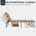 Outdoor Folding Adjustable Tanning Chair with Face Hole, Beige - Image 3