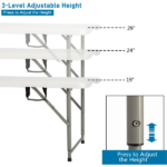 Replace 87607347 4ft Foldable Lift Patio Plastic Table White - Image 12