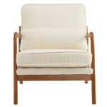 Low Arm Accent Chair - Off-White Corduroy Upholstered Indoor Lounge Chair, Compact Single Seater with Sturdy Frame (330LBS Weight Capacity) - Image 28