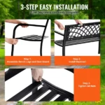 Outdoor Bench 46 in Metal Garden Bench 480 lbs Park Patio Yard Porch Bench (Shipment from Walmart) - Image 4