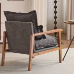 Cloud Shaped Indoor Leisure Chair with Solid Wood Armrest & Solid Wood Frame, Chenille Fabric Accent Chair with Lumbar Pillow, Single Sofa Chair Dark Grey - Image 23