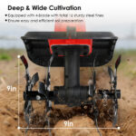 21V Electric Cordless Electric Soil Cultivator - 550W High Power 300RPM, 4-Blade 16 Steel Tines , 4000mAh Battery + Battery Display, Safety Protection + Auxiliary Handle, Perfect for Weeding/Lawn Care - Image 8