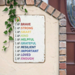 CIFbuy 1pc Positive Affirmations Rainbow Tin Sign, Brave Motivational Poster For Kids Self Esteem, Esteem, Unframed Wall Art Decor 20x3 ikTok, ikTok, ds Self Esteem Self-e ckup Logiop0x3er For - Image 6