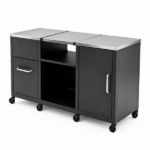 59 Inch Multi-Use Outdoor BBQ Grill Prep Table with Removable Storage Shelves, 8 Rolling Lockable Wheels Heavy Duty Metal Grill Cart Stainless Steel Countertop Ventilated Cabinet 880 LBS Total Capacity Black Silver - Image 2
