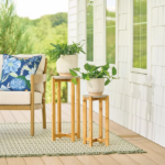 2 Pack Gray Cement Wood Plant Stand - Image 6