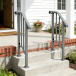 Handrails for Outdoor Steps, Iron Handrail Fits 1 Step, Transitional Handrail with Installation Kit, Silver - Image 6