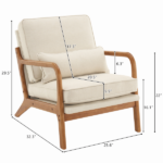 Same Code 16753613 Oak Armrest Oak Upholstered Single Lounge Chair Indoor Lounge Chair Off-White - Image 12