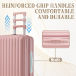 20"/24"/28" 3 pcs/set in ABS Spinner Wheel Luggage, Carry on Suitcase, with Cup Holder & USB Port & Phone Holder (Pink) - Image 11