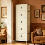 2 Tier Large Foldable Storage Cabinet with Wheels,Stackable Organizer Box for Kitchen Bathroom BedroomGarage drawer clear toiletry - Image 6