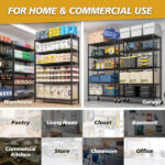 Heavy Duty Storage Shelves 55.12" W Wire Shelving Unit with Wheels 3200LBS NSF Metal Shelves for Storage Adjustable Garage Storage Rack Pantry Shelf Commercial Shelving, 75.59" H X 55.12''W X 23.62 - Image 2