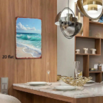 CIFbuy Vintage Metal Sign Beach Wave White Cloud Sky 2D Flat Tin Painting Art Decor,8x12 Inch Waterproof Rustproof Wall Plaque For Bath TikTok, TikTok, Bath Self-pickup Logiopics - Image 3