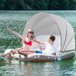inflatable pool Floating lounge Swimming raft with parasol - Image 2