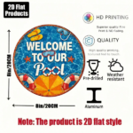 CIFbuy 1pc 8x8in Welcome To Our Pool Sign, "Retro 2D" Flat Round Plaque, Pool Party Backyard Poolside Beach Hut Decor, Plaque, Pool Party Backyard Poolside Beach Hut Decor, TikTok, TikTok, Self-pickup Logicoics - Image 7
