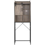 Retro Style MDF With Triamine Iron Frame Sliding Door Three-Layer Rack Bathroom Cabinet - Image 5