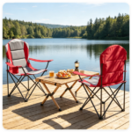 2 Pack Heavy Duty Folding Camping Chairs 330 LBS Capacity, 600D Oxford Padded Portable Outdoor Lawn Chairs with Cup Holder & Carry Bag -Red - Image 7