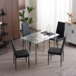 4pcs Elegant Assembled Stripping Texture High Backrest Dining Chairs Black Replace encoding 13028198-18410366 - Image 83