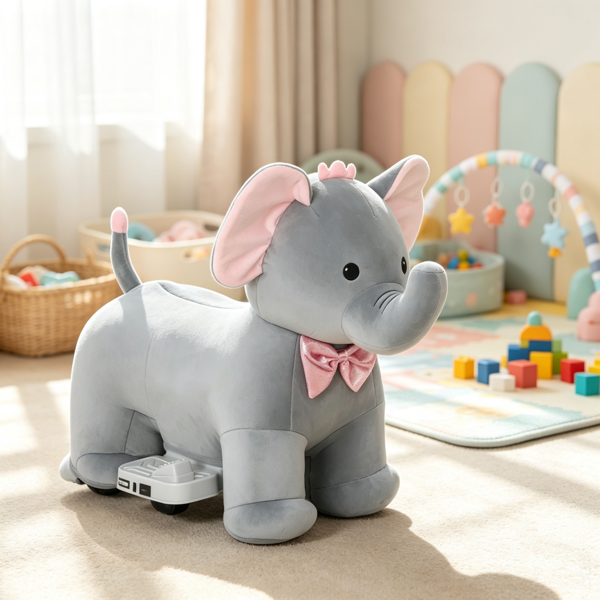 6V Electric Ride-On Horse for Kids: Music, Forward Drive, Soft Plush Body & Foot Pedal – Toy for 1.5-5Years Boys Girls
