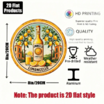 CIFbuy 1pc Vintage Italian Limoncello Sign 8x8in 2D, "" Vintage Italian Limoncello, Limoncello Sign 8x8in 2D Flat Round Decorative Plaque TikTok, Temu Self-pickup Logiaqics - Image 7