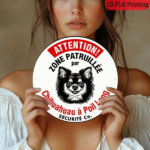 CIFbuy 1pc Vintage French Chihuahua Patrol Zone Sign, 8x8 Round Aluminum Metal Plaque, Funny Dog Owner Yard Fence Porch Decor, 2D Flat TikTok, TikTok, tal Self-pickup Logiopics - Image 4