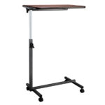 Multifunctional Adjustable Bedside Table MDF/Iron/4 Wheels With Brake, Dark Wood Grain Color - Image 13