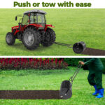 24 inch Compost Spreader for Lawn, Garden Peat Moss Roller with Double Side Latches, Powder Coated Steel Mesh Basket for Topdressing & Seedling, Black - Image 5