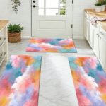 Three-piece kitchen rug set, non-slip and washable, abstract pattern kitchen hallway rug, soft and comfortable, suitable for sinks, floors, entrances, hallways and bathrooms. - Image 10