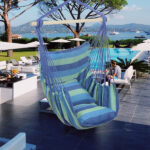 Distinctive Cotton Canvas Hanging Rope Chair with Pillows Blue - Image 18