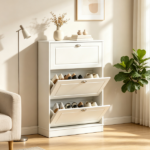 White 3-Flip-Drawer Narrow Shoe Cabinet, 12-Pair Capacity, for Entryway Hallway - Image 5
