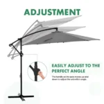 Outdoor Patio Umbrella, 10ft Offset Hanging Patio Umbrella with Aluminum Stand, 8 Ribs, UV Protection for Pool Garden Backyard Market, Gray (Shipment from Walmart) - Image 2