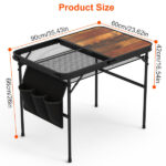 Foldable Camping Table Collapsible Picnic Aluminum Alloy Grill Stand 66LBS Max Load Height Adjustable BBQ Table with Adjustable Height Storage Net 35.43x23.62x26in - Image 11