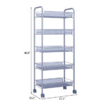 Honeycomb Mesh Style Five Layers Removable Storage Cart Silver - Image 4