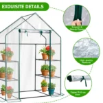 Mini Walk-In Greenhouse with PVC Cover, 4-Shelf Indoor Outdoor Garden Plant Shelves, Roll-Up Zipper Door, 56"x29"x77" (Shipment from Walmart) - Image 5