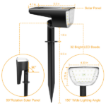 Solar Powered Outdoor Spotlight 32 High Brightness LED 800LM Output, Day Night Auto Switch 3 Brightness Levels Adjustable Panel Two Installation Methods ABS Housing for Yard Patio Path Garage Driveway - Image 7