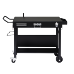 Portable Outdoor Grill Table Cart, Foldable Grill Cart with Wheels, Food Prep Table with Bottle Opener, Seasoning Tray, Rubbish Bag Holder, Black - Image 3