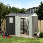 9x6 FT Metal Garden Shed with 1 Windows for Outdoors Patio Hinge Doors Storage Sheds