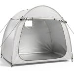 6.8x4.9FT Light Gray Arched Bicycle Storage Shed, 210D PU Silver Coated Oxford, Black Fiberglass Rod Frame, Front&Side Dual Doors, Inner Storage Bag & Portable Carry Bag - Image 2