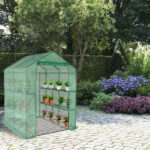 143x143x195cm Black Iron Pipe Steeple With 8 Pieces Grid Flower Stand With Zipper Rolling Door PE Cloth Greenhouse SAME AS 54690859 - Image 12