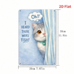 CIFbuy Vintage Cat Fish Treasure Metal Sign, 2D Flat Wall Art Waterproof Rust-Proof Hanging Plaque, Stylish Home Decor Ornament Gift TikTok, TikTok, roof Hanging Plaque Self-pickup Logiopics
