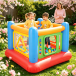 3-in-1 Inflatable Bounce House, Thick PVC Kids Jumping Castle with Visible Wall, Indoor Outdoor Blow Up Play House Gift for Children Age 3+ - Image 2