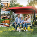 Outdoor Swing Cushions 63 Inch, Waterproof 4" Thick Porch Swing Cushion Replacement with Backrest and Ties, Comfortable 2-3 Seat Pation Swing Pad for Backyard, Garden, Lawn, Outdoor Furniture clover - Image 6
