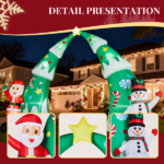 15FT Lighted Christmas Inflatable Archway, Inflatable Christmas Tree Arch with Santa and Snowman, Blow Up Yard Decorations with Built-in LED Lights for Holiday Party Front Yard Lawn Garden Decor - Image 2