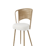 Wicker dining chairs - 2-piece set - Farmhouse soft cushioned cane back kitchen chair, sponge cushion, wing-back dining chair with metal legs, suitable for home and kitchen (dark brown) - Image 16