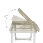 Folding Table with Adjustable Tilt Top and Foldable Legs, Natural Oak/White - Image 5