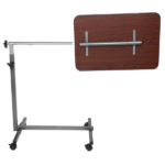 Multifunctional Adjustable Bedside Table MDF + Iron Movable Sofa Side Table 4-Wheeled Small Computer Desk with Brakes 26.5*16.5*27~44in Dark Wood Grain Color - Image 8