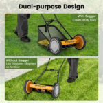 14 Inch Push Lawn Mower with Grass Catcher Bag -Orange - Image 9
