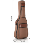 600D Extra-Thick Oxford Cloth Acoustic Guitar Bag with 10mm Sponge Padding — Brown (Fits 41/40-inch Guitars) - Image 2