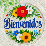 CIFbuy Spanish Flower Welcome Round Metal Sign 7.8x7.8in 1PC Vintage 2D HD Printed Iron Wall Decor Rustic Flat Hanging Plaque For Front TikTok, TikTok, ront Self-pickup Logiopics - Image 6