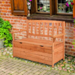 112 * 58 * 84cm Cedar Yard Storage Box With Backrest Armrest Bright Orange Red - Image 16